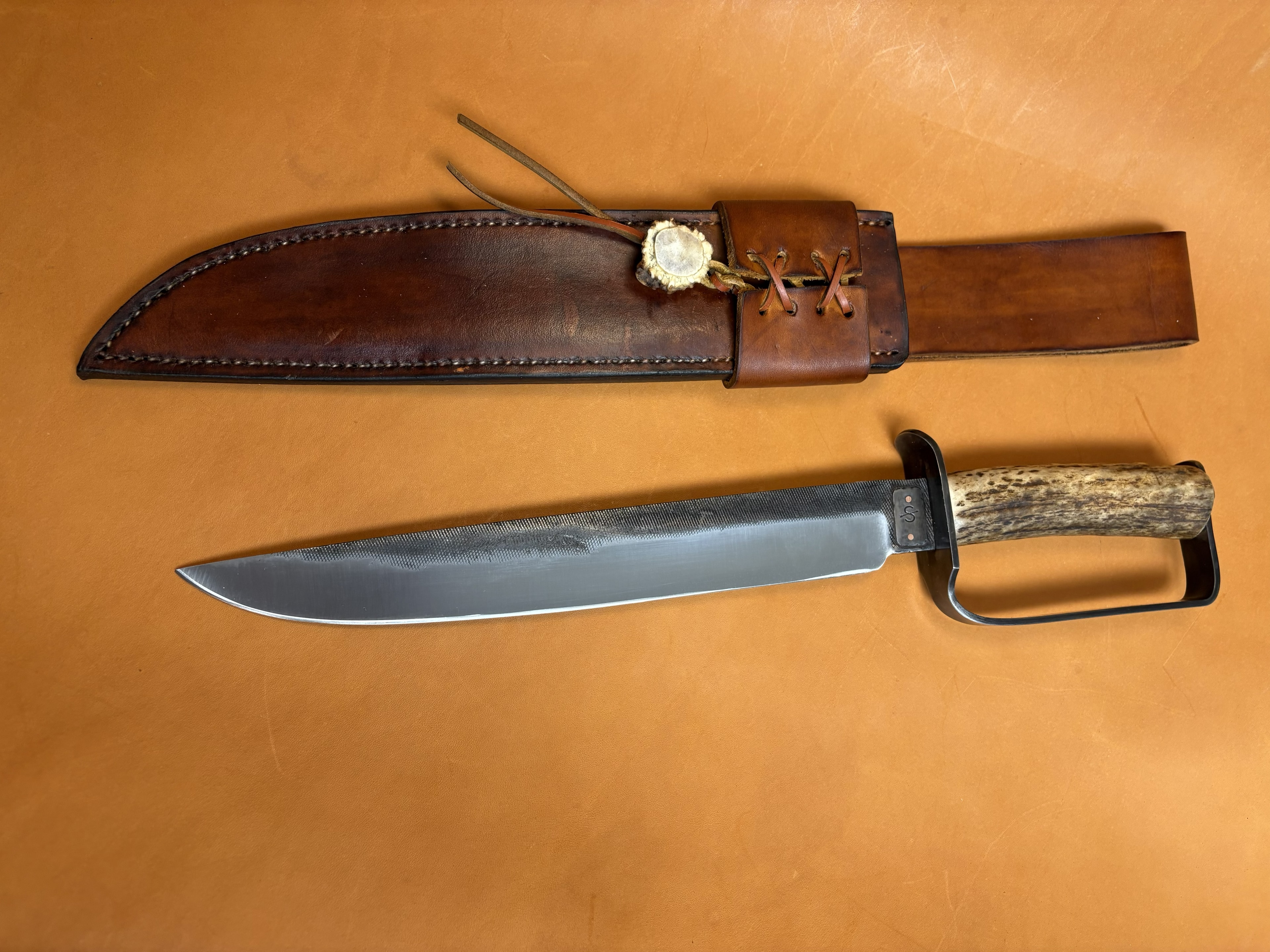 D Guard Bowie with leather sheath