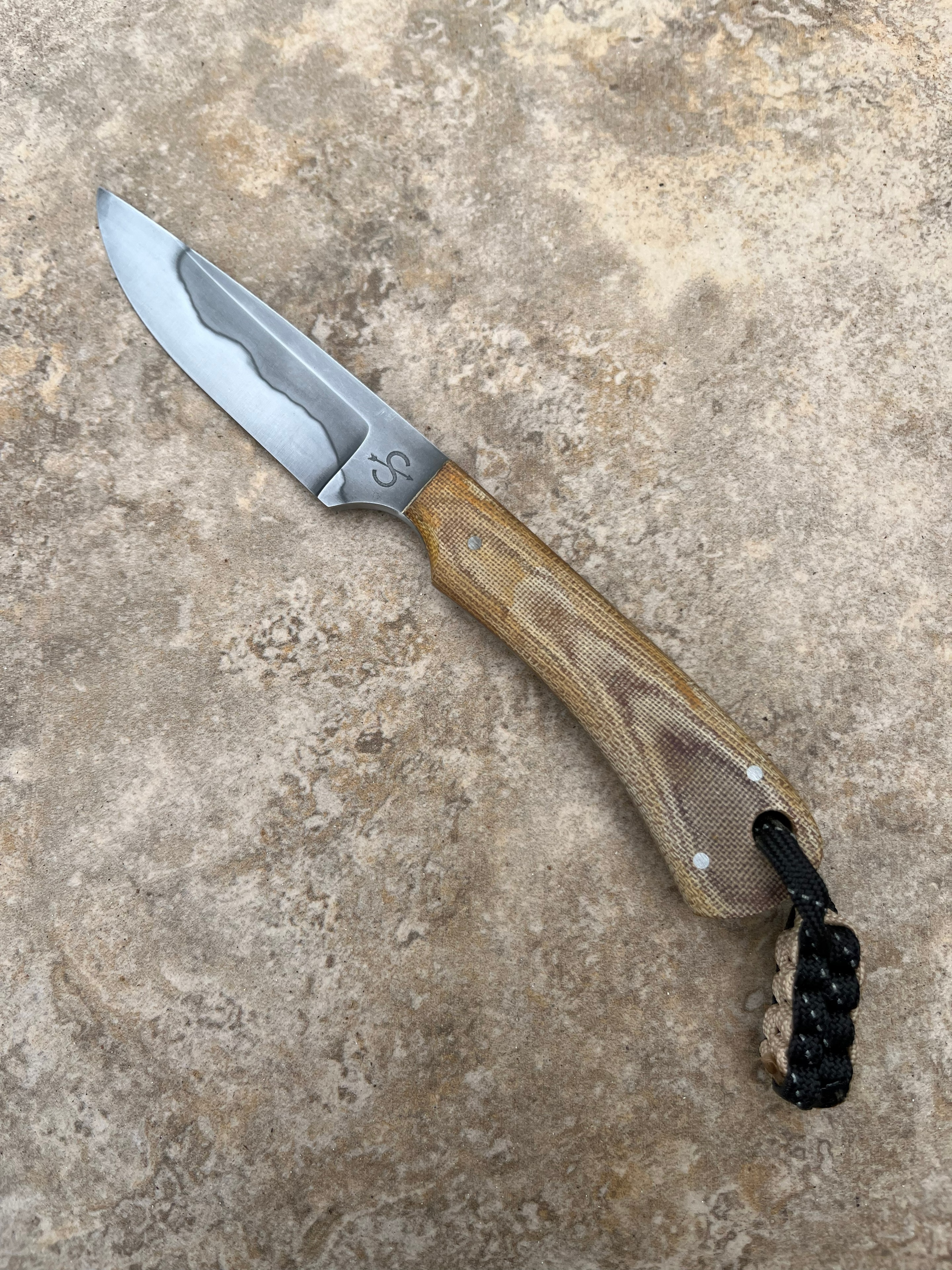 Forged hunter with natural micarta handle